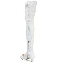 weiße Overknee Stiefel aus Leder von Gucci