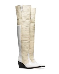 weiße Overknee Stiefel aus Leder von Ganni