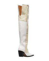 weiße Overknee Stiefel aus Leder von Ganni