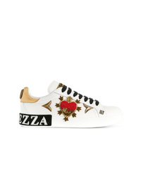 weiße Pailletten niedrige Sneakers von Dolce & Gabbana