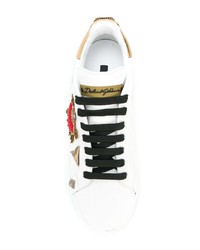 weiße Pailletten niedrige Sneakers von Dolce & Gabbana
