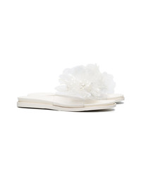 weiße Sandaletten mit Blumenmuster von Simone Rocha