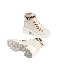 weiße Schnürstiefeletten aus Leder von Gucci