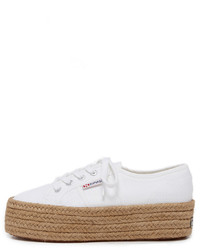 weiße Segeltuch Espadrilles von Superga