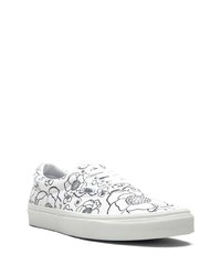 weiße Segeltuch niedrige Sneakers mit Blumenmuster von Vans