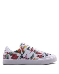 weiße Segeltuch niedrige Sneakers mit Blumenmuster von New Balance