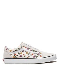 weiße Segeltuch niedrige Sneakers mit Blumenmuster von Vans