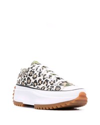 weiße Segeltuch niedrige Sneakers mit Leopardenmuster von Converse