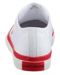 weiße Segeltuch niedrige Sneakers von Calvin Klein