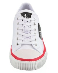 weiße Segeltuch niedrige Sneakers von Calvin Klein