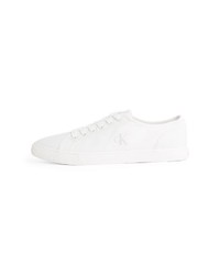 weiße Segeltuch niedrige Sneakers von Calvin Klein Jeans