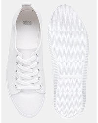 weiße Segeltuch niedrige Sneakers von Asos