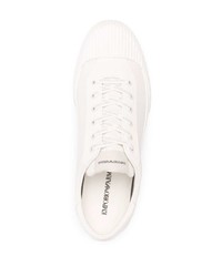 weiße Segeltuch niedrige Sneakers von Emporio Armani