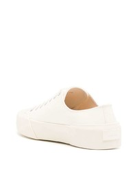 weiße Segeltuch niedrige Sneakers von Jil Sander