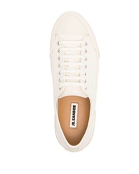 weiße Segeltuch niedrige Sneakers von Jil Sander