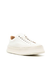 weiße Segeltuch niedrige Sneakers von Jil Sander