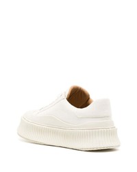 weiße Segeltuch niedrige Sneakers von Jil Sander