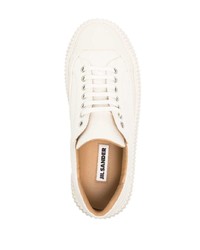 weiße Segeltuch niedrige Sneakers von Jil Sander