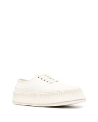 weiße Segeltuch niedrige Sneakers von Jil Sander