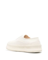 weiße Segeltuch niedrige Sneakers von Jil Sander