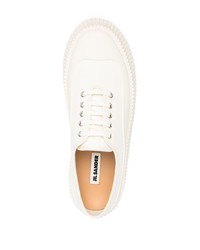 weiße Segeltuch niedrige Sneakers von Jil Sander