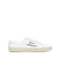 weiße Segeltuch niedrige Sneakers von Saint Laurent