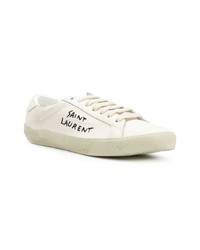 weiße Segeltuch niedrige Sneakers von Saint Laurent