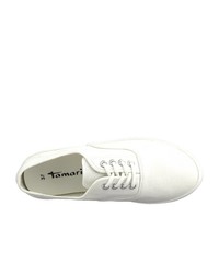 weiße Segeltuch niedrige Sneakers von Tamaris