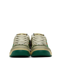 weiße Segeltuch niedrige Sneakers von Gucci