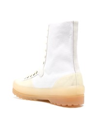 weiße Segeltucharbeitsstiefel von Superga