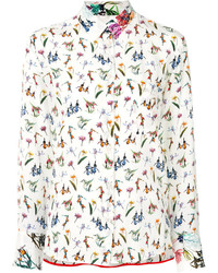 weiße Seide Bluse mit Blumenmuster von Paul Smith