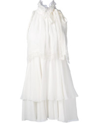 weiße Seide Bluse mit Rüschen von Ermanno Scervino