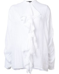 weiße Seide Bluse mit Rüschen von Isabel Benenato