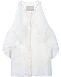 weiße Seide Bluse mit Rüschen von Jason Wu
