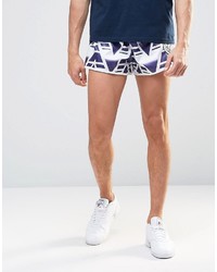 weiße Seideshorts mit geometrischem Muster