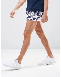 weiße Seideshorts mit geometrischem Muster von Siksilk