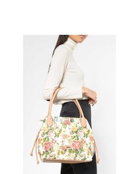 weiße Shopper Tasche aus Leder mit Blumenmuster von Gabor