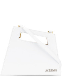 weiße Shopper Tasche aus Leder mit geometrischem Muster von Jacquemus