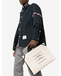 weiße Shopper Tasche aus Leder von Thom Browne