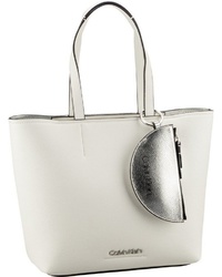 weiße Shopper Tasche aus Leder von Calvin Klein