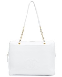 weiße Shopper Tasche aus Leder von Chanel