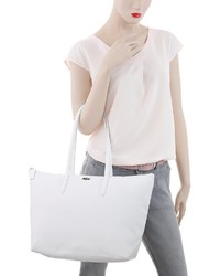 weiße Shopper Tasche aus Leder von Lacoste