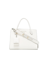 weiße Shopper Tasche aus Leder von Prada