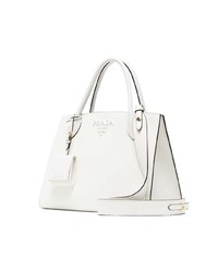 weiße Shopper Tasche aus Leder von Prada