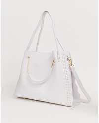 weiße Shopper Tasche aus Leder von Yoki Fashion
