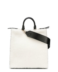 weiße Shopper Tasche aus Pelz von Jil Sander