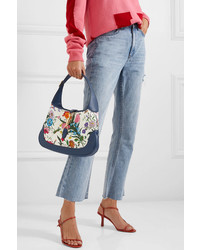 weiße Shopper Tasche aus Segeltuch mit Blumenmuster von Gucci