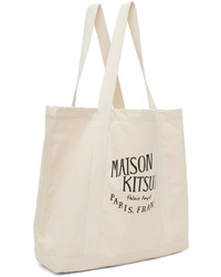 weiße Shopper Tasche aus Segeltuch von MAISON KITSUNÉ