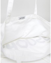 weiße Shopper Tasche aus Segeltuch von Monki