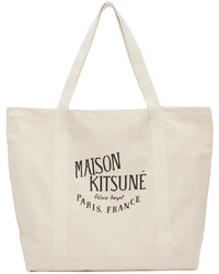 weiße Shopper Tasche aus Segeltuch von MAISON KITSUNÉ